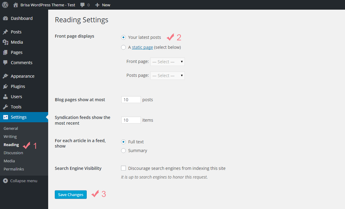 Installing from the WordPress Dashboard - Step 8