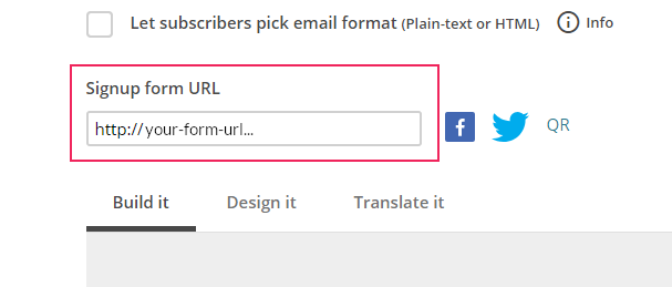 Mailchimp signup form URL
