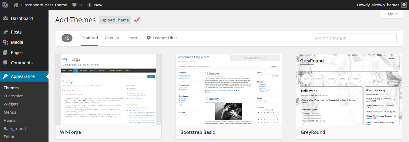 Installing from the WordPress Dashboard - Step 2