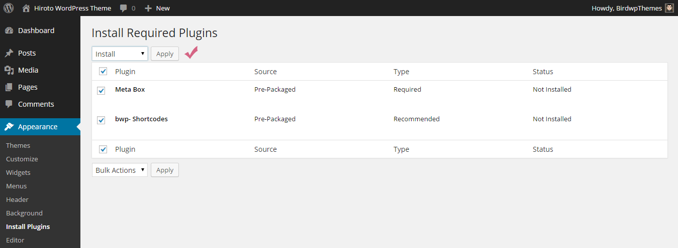 Installing from the WordPress Dashboard - Step 6